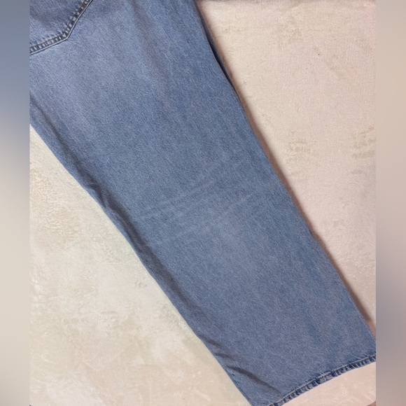 Zara Extra Long Wide Leg High Waisted Crossover Jeans NWOT - Picture 6 of 7